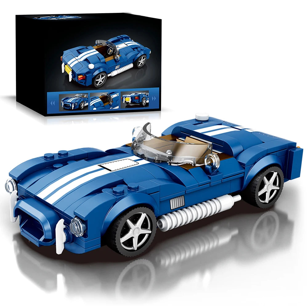 312PCS Blue Sport Car Building Block Set Creative City Vehicle Diy Car Model Bricks Desktop Display Puzzle Toys Holiday Gifts