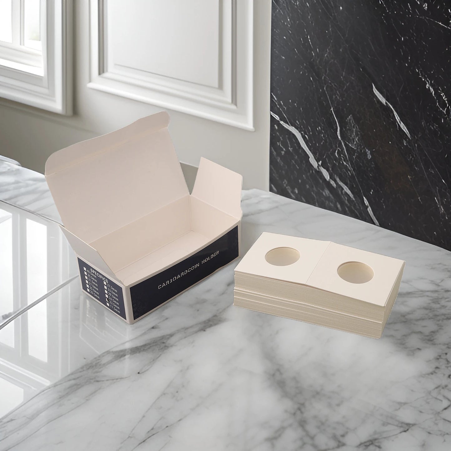 1 Set Coin Storage Stamp Holder Square Cardboard Case Coin Album Collection Coin Holders Flip Clip Coin Capsules Cover Storage