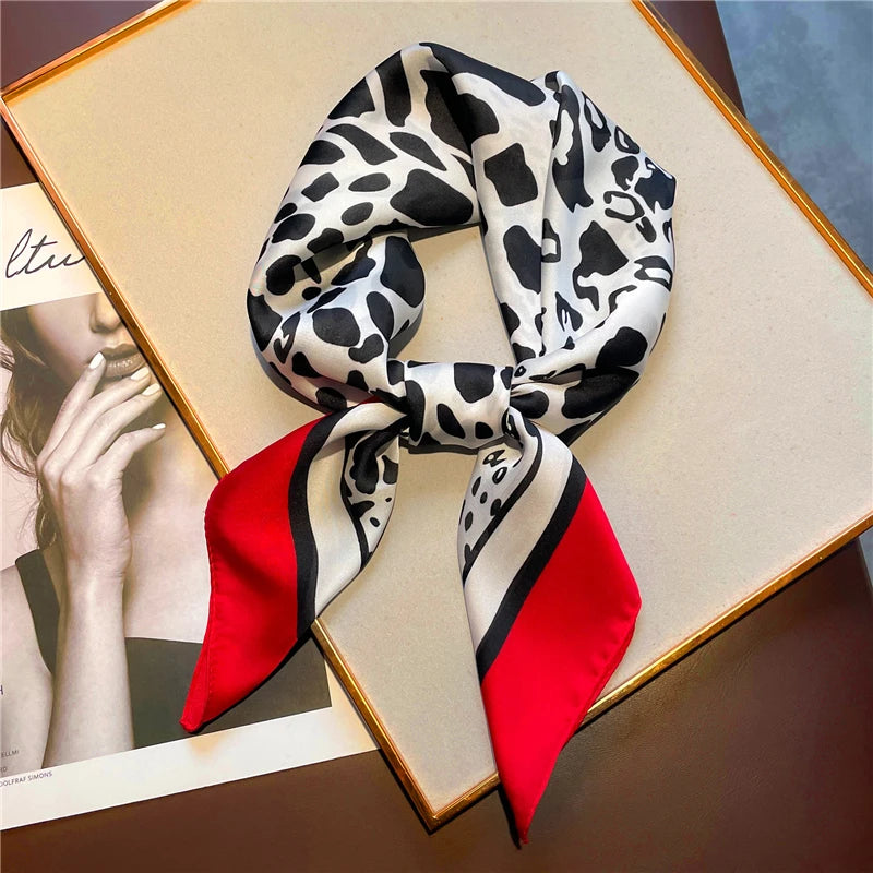 Luxury Print imitation Silk Square Scarf Women Spring Neck Tie Shawl Wraps Female Hair Hand Wrist Headkercheif Hijab Bandana