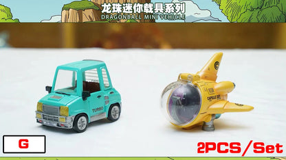 10cm/3.93in Anime Dragon Ball Z 2pcs/set Capsule Spaceship Vegeta Goku space pod Figure PVC Goku Collectible Model Toys Gifts