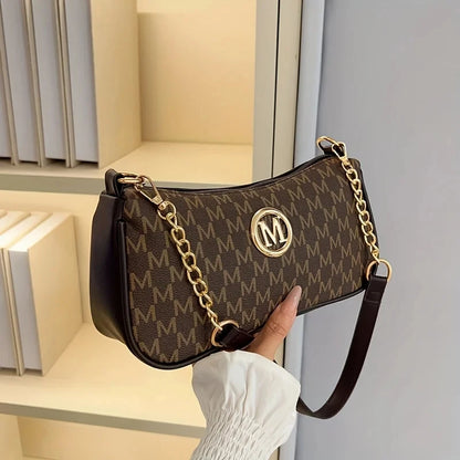 Women's Trendy Shoulder Bag with Belt Decoration Retro Underarm Handbag for Commuting