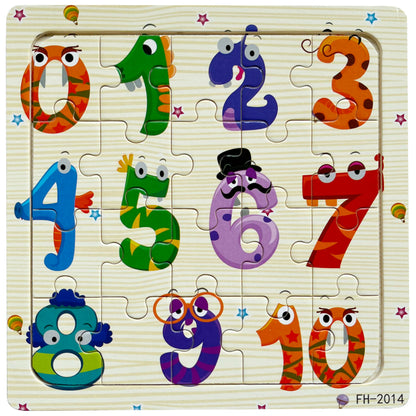 20piece Wooden Puzzle Cartoon Animals Car Letter Number Pattern Jigsaw Puzzles Game Kids Educational Learning Toys for Children