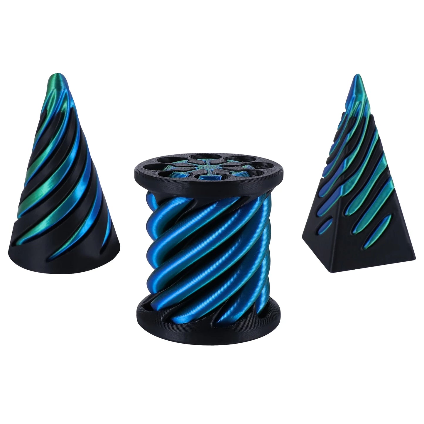 3 Pack Spiral Cone Fidget Toys 3D Printed Impossible Passthrough Pyramid Pillar Helix Screw Toys for Anxiety Relaxing