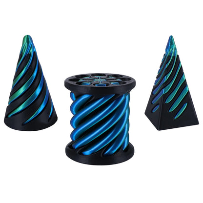 3 Pack Spiral Cone Fidget Toys 3D Printed Impossible Passthrough Pyramid Pillar Helix Screw Toys for Anxiety Relaxing