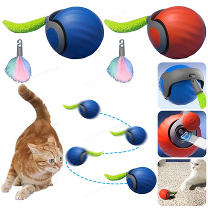 Speedy Tail 2.0 Cat Toys Generation Interactive Toy Ball For Cat 2 Speed Adjustment Automatic Moving Ball with Replacement Tail