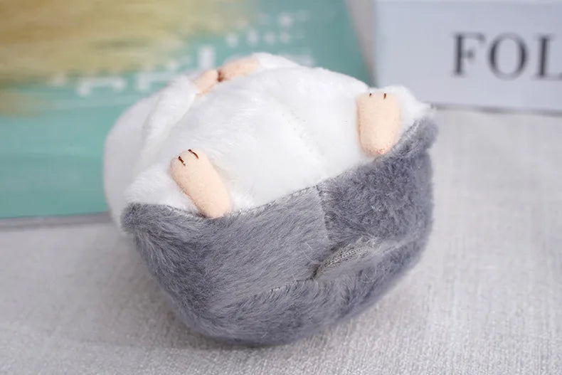 Fluffy Hamster Doll Plush Toys Keychain Pendant Women Girl Faux Fur Pompom Key Ring Trinkets Handbag Backpack School Bag Pendant