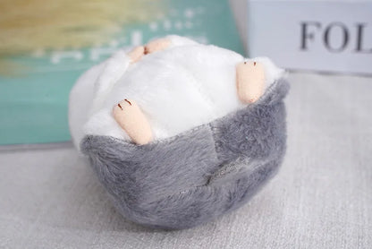Fluffy Hamster Doll Plush Toys Keychain Pendant Women Girl Faux Fur Pompom Key Ring Trinkets Handbag Backpack School Bag Pendant