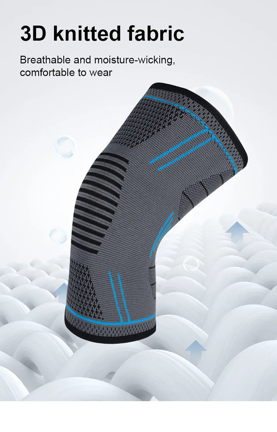 GTUBIKE 1PCS Compression Knee Support Sleeve Elastic Knee Pads Brace Springs Gym Sports Protector Basketball Volleyball Run