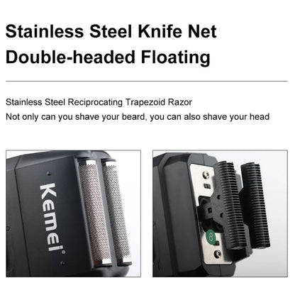 Kemei Rechargeable Cordless Shaver for Men Twin Blade Reciprocating Beard Razor Face Care Multifunction Strong Trimmer  KM-1102