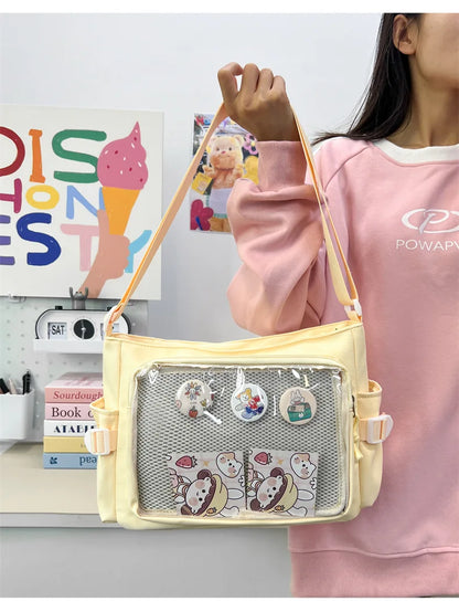 College Style Crossbody Bag with Large Capacity for Class Book Carrying Mailman Bag for Girls Casual Shoulder Crossbody Bag