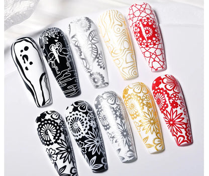 BORN PRETTY 10ml 25 Colors Nail Stamping Polish Nail Art Varnish with Peel Off Nail Latex Black White Colorful Stamp Polish