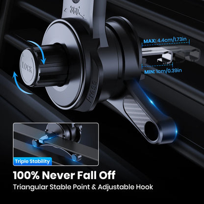 TOPK Car Phone Mount Holder, 3-Point Support 360° Rotating Extended Arm Metal Hook Superior Stability Phone Holder for Car Cars