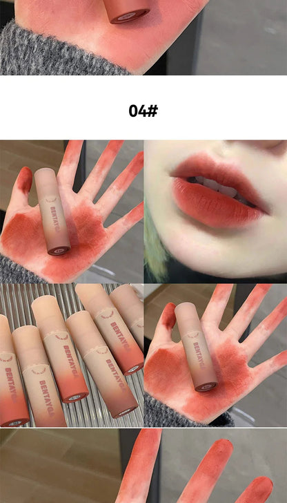 BENTAYGA Autumn Velvet Lip Mud — Matte Finish, Skin-Tone Enhancing Lip Tint, Versatile Nude Makeup, Budget-Friendly for Students