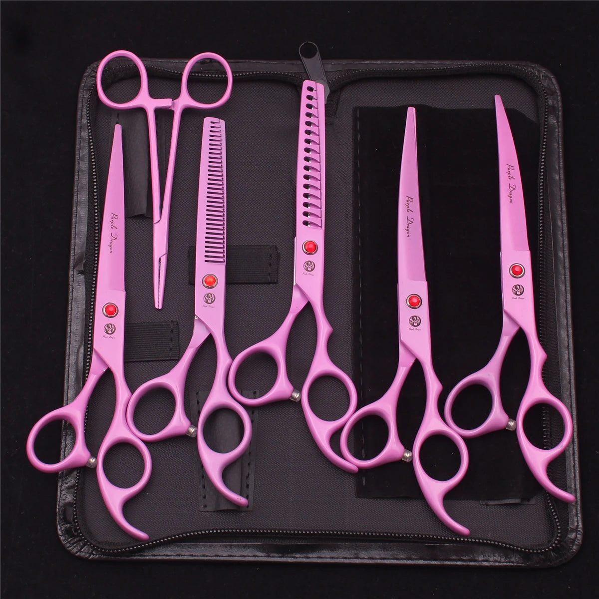 Pet Grooming Scissors Purple Dragon Japan Stainless Pink Curved Scissors For Dogs Dog Thinning Scissors Pet Chunker Shears Z3003