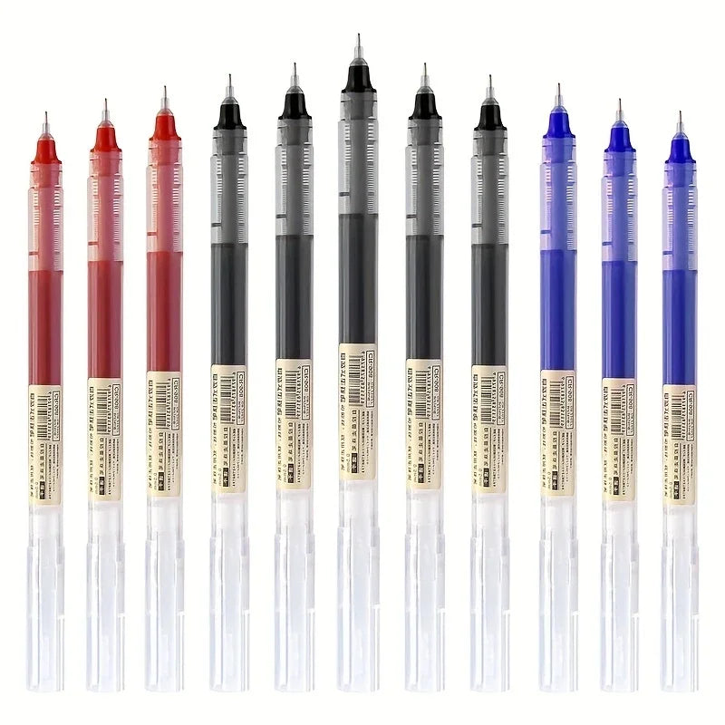 10Pcs High Quality Needle Type Gel Pen Straight Liquid Ballpoint Pens Perfect Kawaii Stationery for School/Office Writing Supply