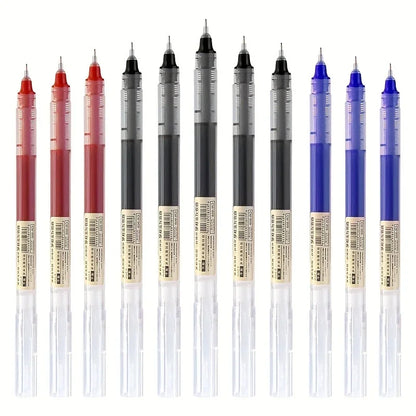 10Pcs High Quality Needle Type Gel Pen Straight Liquid Ballpoint Pens Perfect Kawaii Stationery for School/Office Writing Supply