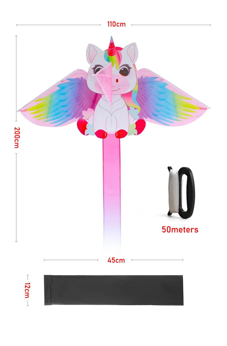 Yongjian Pink Unicorn Kite  small kite suitable for children or beginners, easy to fly With 50m kite string