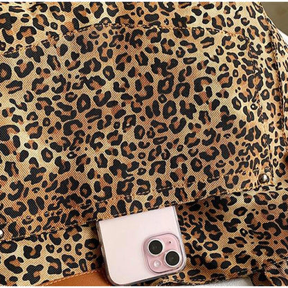 Vintage Leopard Print Women's Handbag Fashion Large Capacity Leopard Print Canvas Bag Underarm Bag Large Shopping Bag Women' Bag