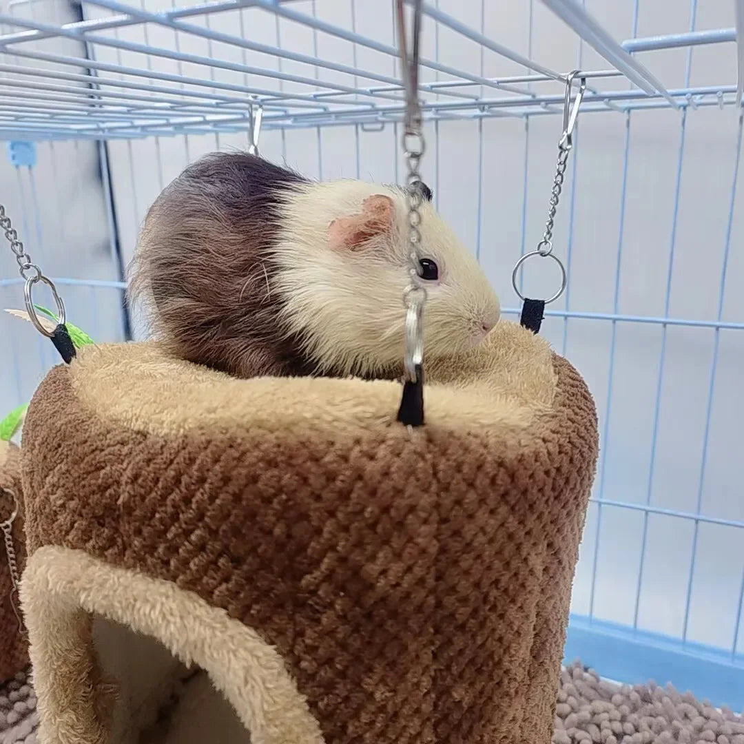 Tree Stump Shape Warm Hamster Hammock Winter Mole Tunnel Small Animal Hanging Bed Hamster Nest Pet Cage Household Supplies