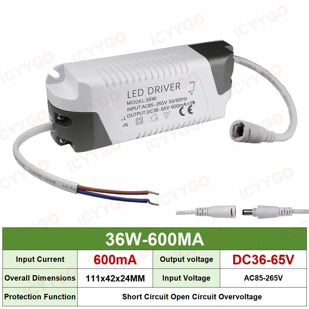LED 3-4W 4-7W 8-12W 18-25W 25W-36W 40W 50W 300MA 600MA 900MA 1200MA 1500MA LED Constant Current Driver Transformer Power Supply