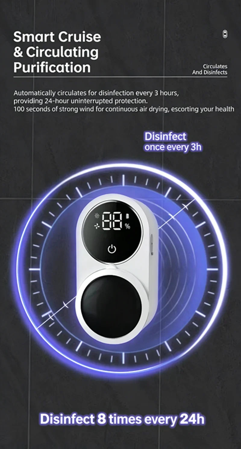 Mini Portable Rechargeable Travel Toothbrush Sterilizer Induction Switch with Charge Display Toothbrush Sterilizer Case