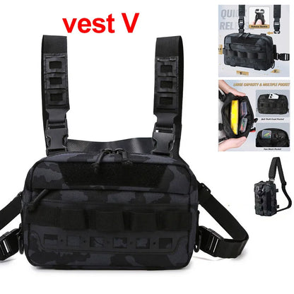 Tactical Chest Vest Bag Backpack Front Rig Pouch Outdoor Camping Cycling Hiking Hunting Climbing Fishing Lure Travel Fanny Pack