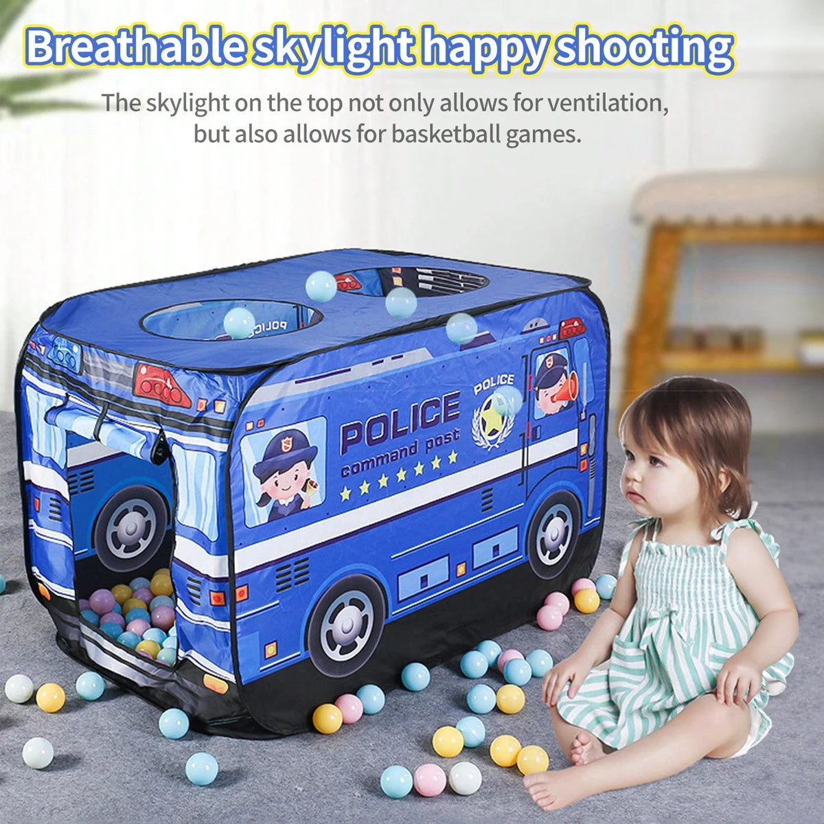 Foldable Kids Indoor Outdoor Tent Game House Car Shaped House Hiding House with Opening Shooting Game for Kids Boys Girls Girft