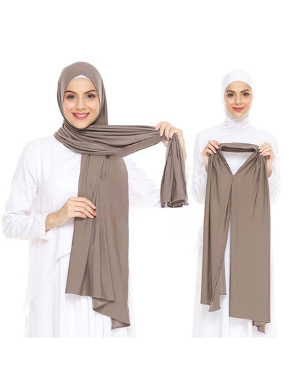 Premium Jersey Instant Hijab Good Stitch Stretchy Jersey Scarf Malaysia Wraps Plain Muslim Turban Headband Shawls Supplier