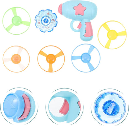 Children Saucer Launcher Pistol Outdoor Spinning Top Dinosaur Gun Toys Flying Disc Bamboo Dragonfly Ejection Luminous Gyroscope