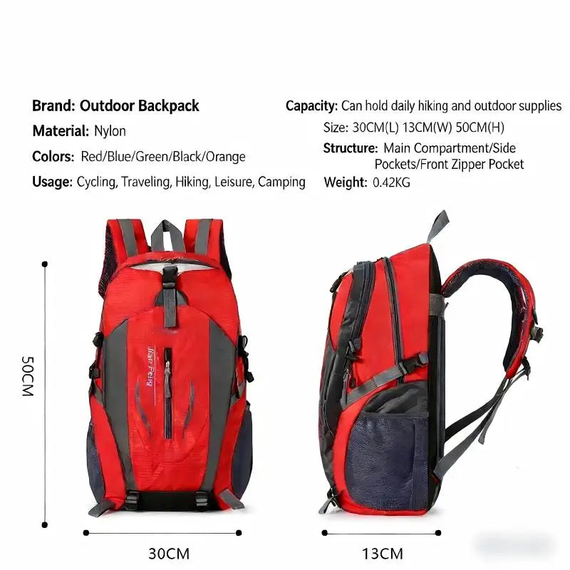 Homefish 40L Waterproof Hiking Backpack Large Capacity Breathable Rucksack Unisex Outdoor Camping Travel Climbing Sports Bag