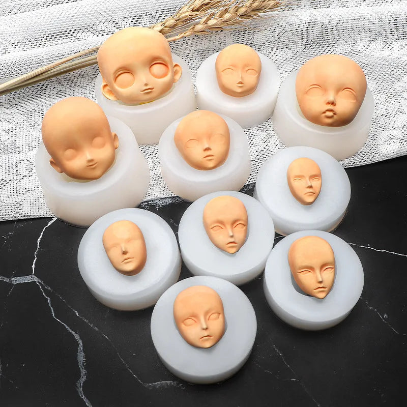 3D Baby Face Silicone Molds Human Facial Mould DIY Doll Modified Polymer Clay Fondant Cake Decor Action figure Handmade Mold
