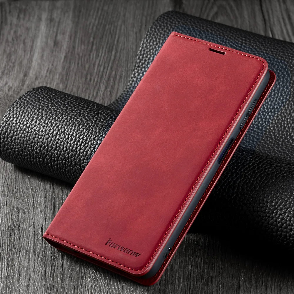 Leather Phone Case For Samsung S26 S25 edge S24 S23 FE S22 Ultra S21 S20 S10 Plus Note 20 10 9 Magntic Flip Card Wallet Cover