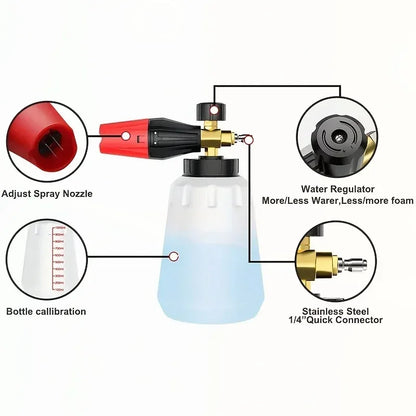 High Pressure PA Foam Cannon  Adjustable Foam sprayer Snow Foam Gun Car Washing Accessories Cleaning Kit for Pressure Washers
