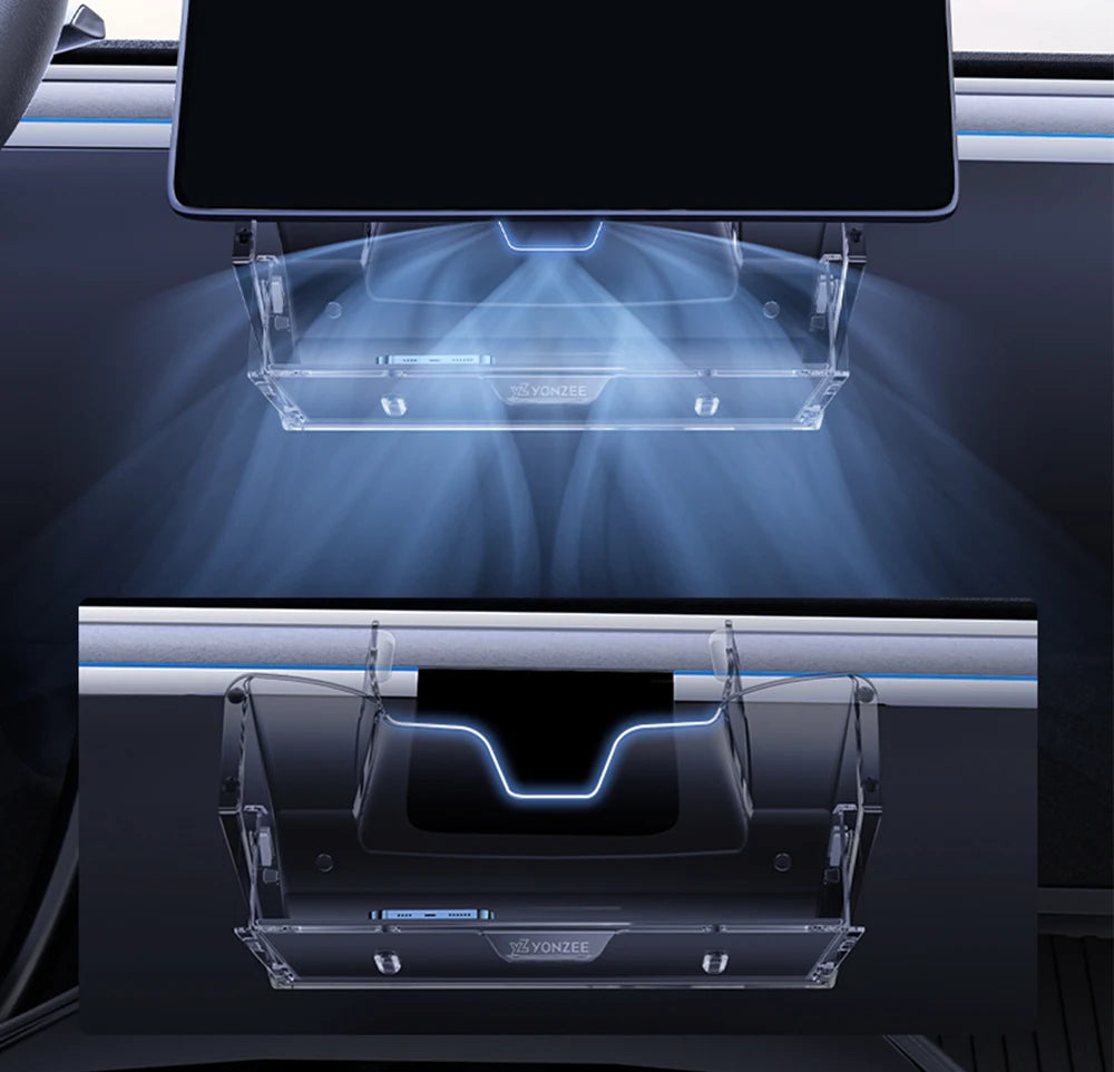 YZ For New Tesla Highland Model 3 Y Juniper Tray Magnetic Under Screen Fold Storage Box ETC Screen Storage Box Accessories