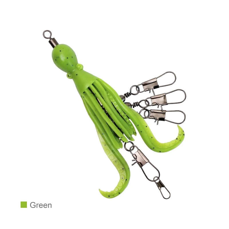 2pcs Silicone Octopus Bait Fishing Connector Pin Set Squid Jig Hook Swivels Bearing Rolling Swivel Solid Ring Tackle for Angling