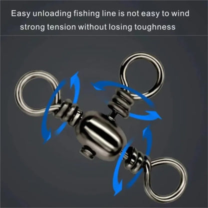 50PCS/Bag  Black Nickel Plating Three-Prong Connector T-Swivel Sub-Line Splitter Outdoor Fishing Bazi Ring Fishing Accessories