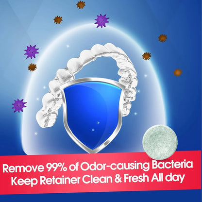 MIRAVEXL Denture Retainer Cleaner Tablets Orthodontic Braces Aligner Mouth Night Guard False Teeth Whitening Plaque Removal