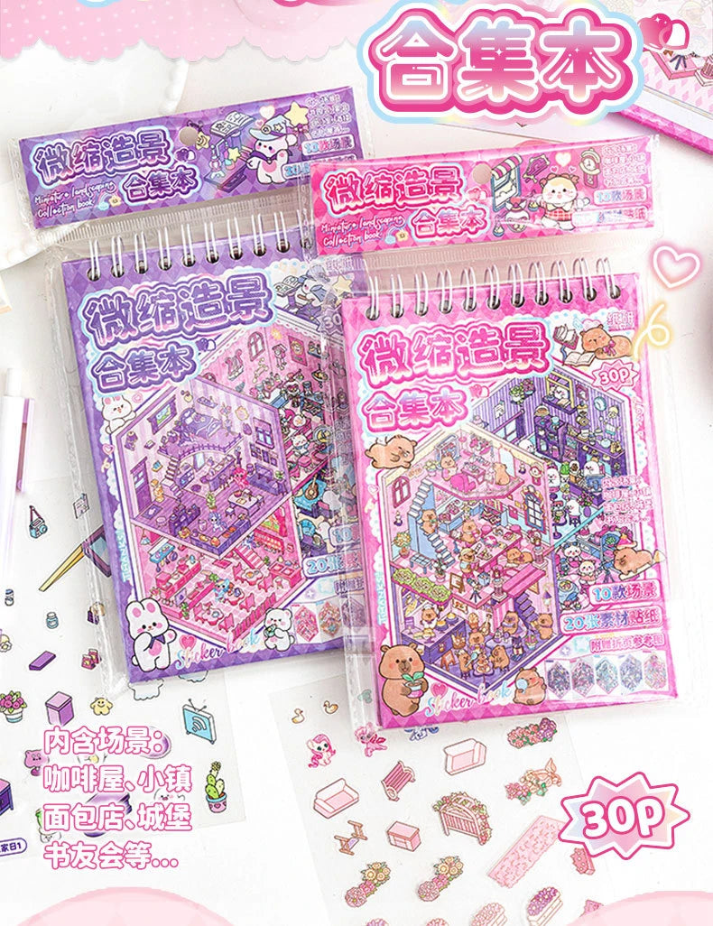 Mr.Paper 30Pcs 3D Miniature Scene Stickers, Layered Diorama Decals for Journal Scrapbooking, Puzzle Craft DIY Stress Relief