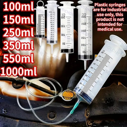 Durable Large Capacity Plastic Syringes - 100ml, 150ml, 250ml, 350ml, 550ml, 1000ml | Transparent Body with 99.82cm Measure