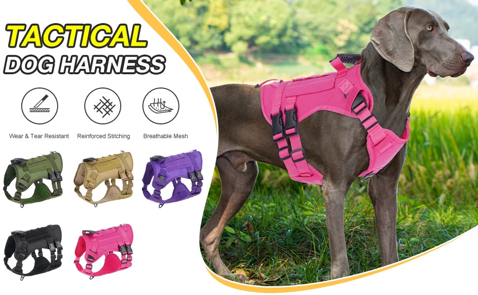 Tactical Chest Strap Large Dog Explosion proof Outdoor Anti slip Tank Top Pet Traction Dog Harness Reinforcement Loop Dog Walkin