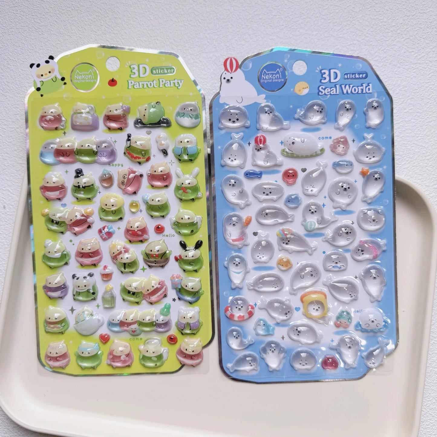 NEKONI Cute Animals Seal Bear Penguin 3D Stickers Scrapbooking DIY Journaling Stationery Diary Cute Stickers School Supply
