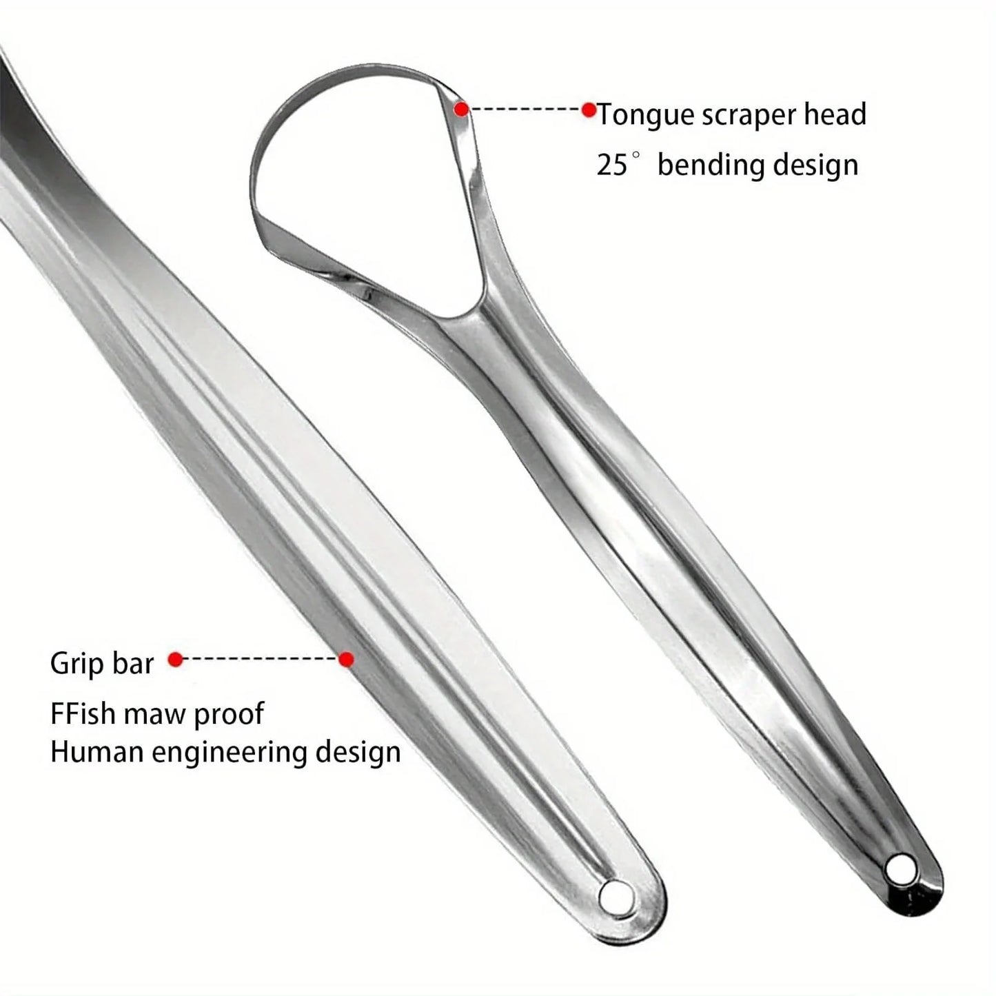 Adult Tongue Scraper Set Stainless Steel Spoon shaped tongue scraper, Reduces Bad Breath,Easy to Use,Oral Hygiene Tongue Cleaner