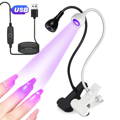 Quick-Drying Nail Lamp Usb Clip Desk Lamp 360 Degree free Rotation Light Nail Polish Uv Curing Violet Light Quick drying