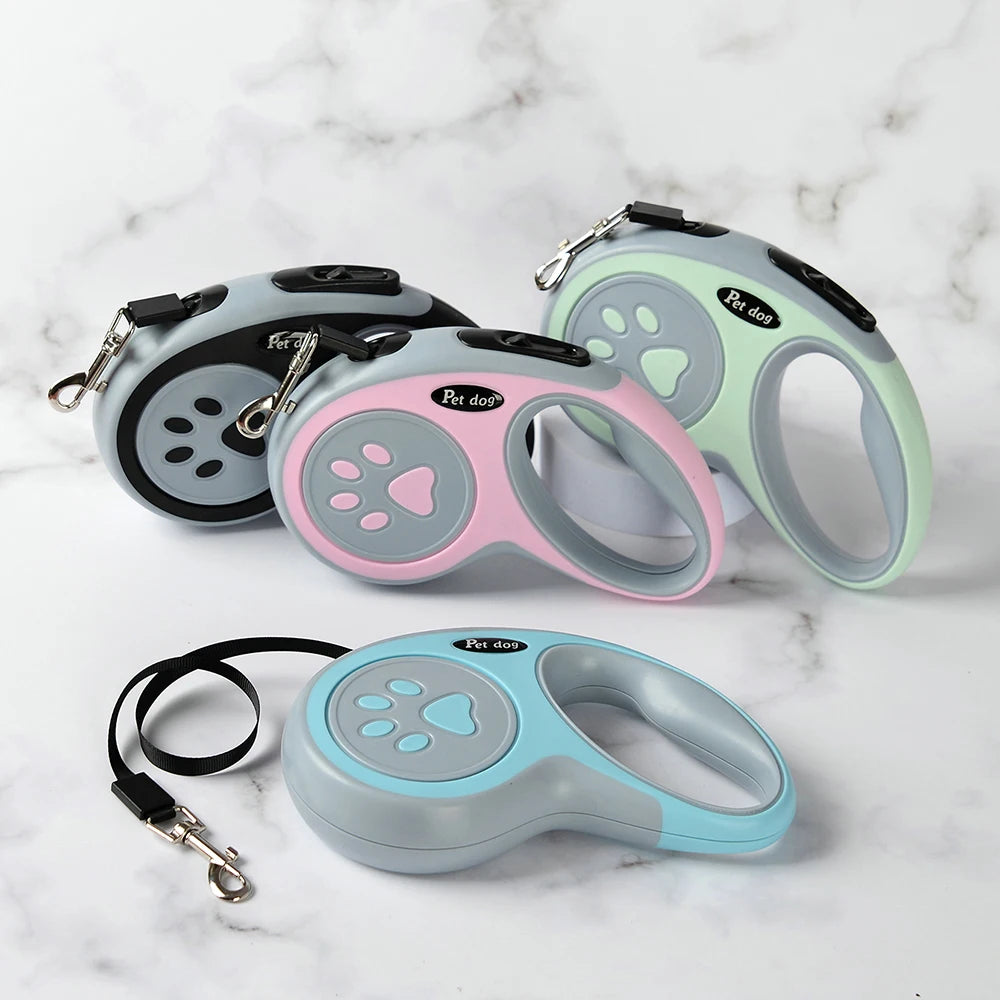 3M/5Metre Dog Leash Walking Automatic Pet Collar ABS Case Nylon Rope Dog Harness Dog footprint Puppy Dog Footprints Keychain