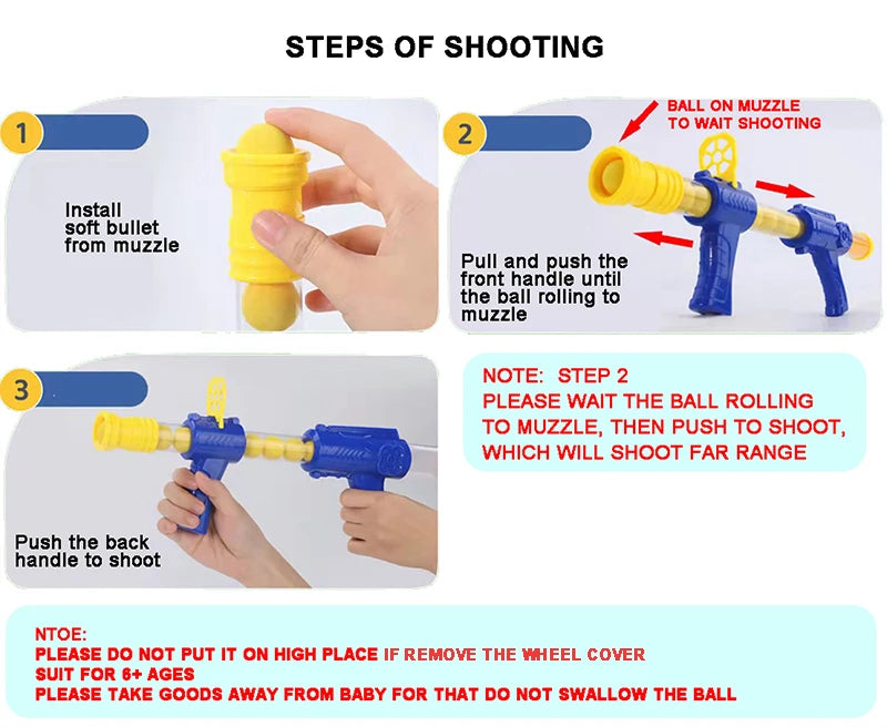 Hungry Shooting Duck Toys 98K Pistol Air-powered Gun Soft Bullet Ball Scoring Battle Games With Light Can Walk Gun Kids Gifts
