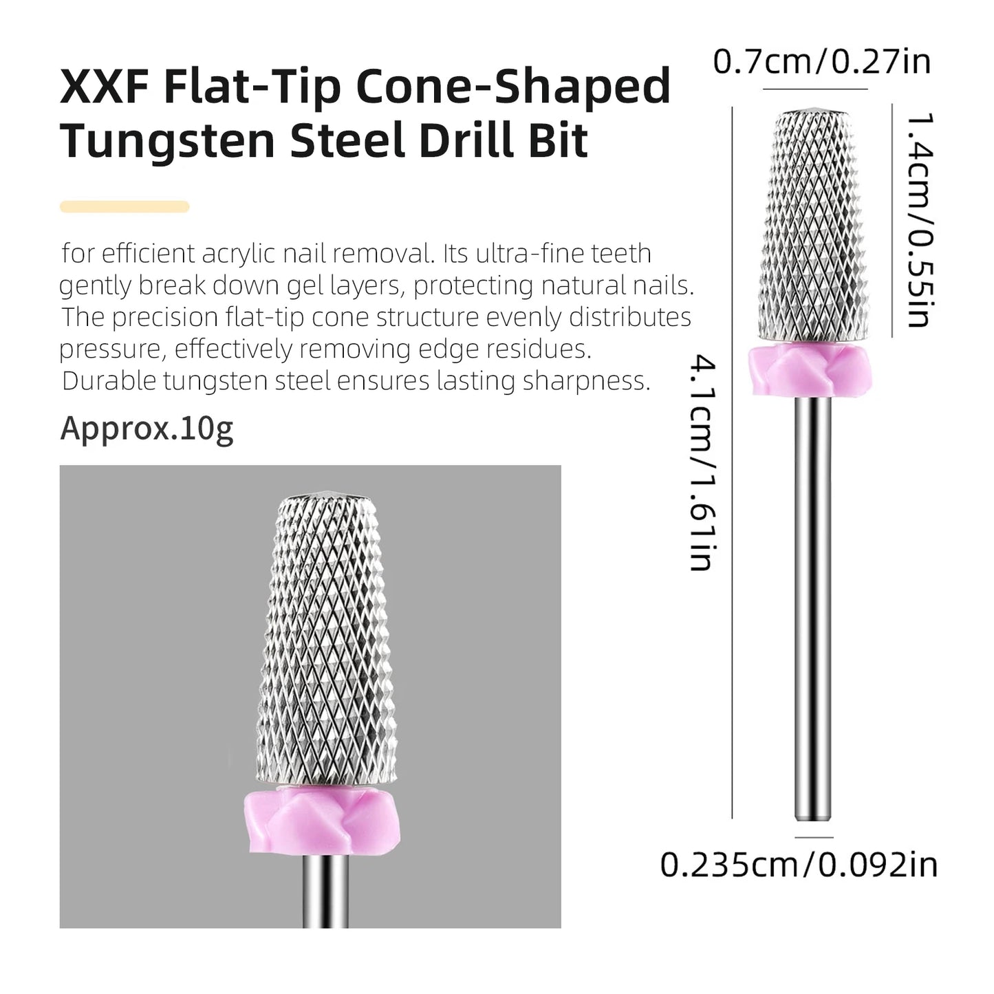 5 In 1 Tungsten Carbid Nail Drill Bits Milling Cutter For Remove Nail Polish UV Gel Tapered Safety End Cut Manicure Tools Golden