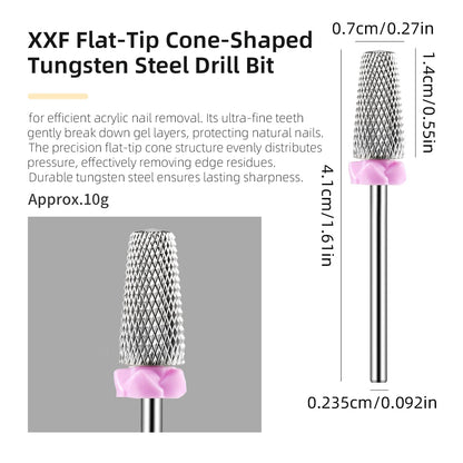 5 In 1 Tungsten Carbid Nail Drill Bits Milling Cutter For Remove Nail Polish UV Gel Tapered Safety End Cut Manicure Tools Golden
