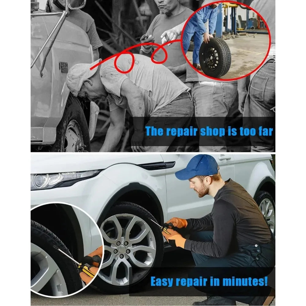 Puncture Repair Kit for Car Vacuum Tire Repair Screws, Quick Fix Self-Service Tire Repair Nails for Flat Tires With Screwdriver