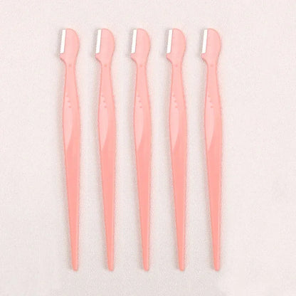 Karsyngirl 2/3/5Pcs Straight Handle Round Head Eyebrow Trimmer Beauty Tools Beginner Anti-scratch Eyebrow Trimmer Eyebrow Razor
