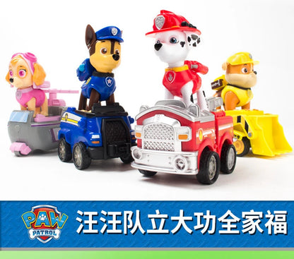 4PCS/SET Genuine Paw Patrol Vehicle Chase Skye Marshall Rubble Pull Back Cars Playset Action Figure Children Toys Birthday Gifts